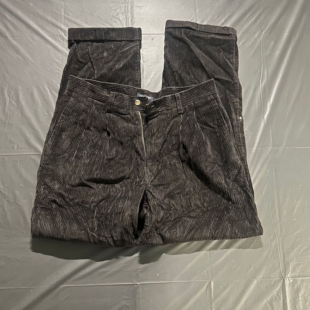 Vintage Dockers Khakis Black Pleated Corduroy Pants Cuffed W34 L32 Mens 90s
